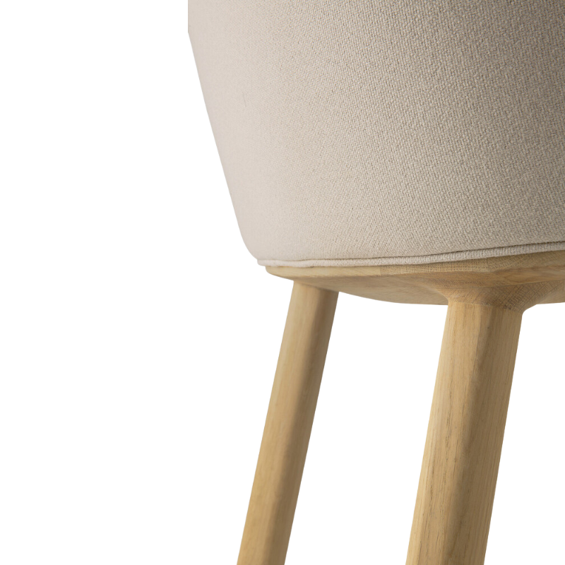 The Unda Dining Chair from Ethnicraft in salt from the back close up.