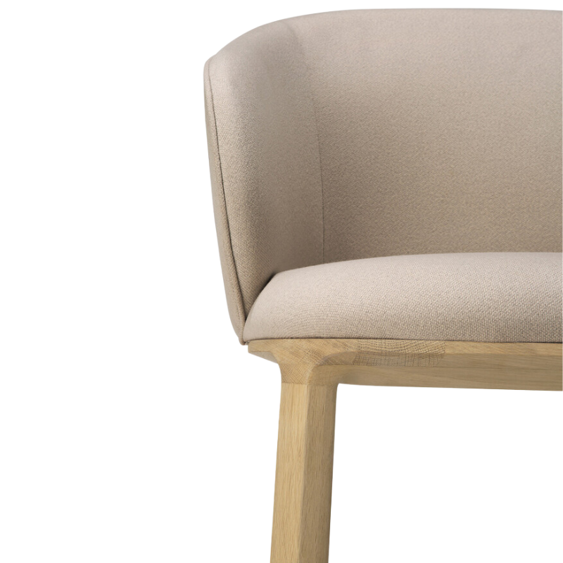 The Unda Dining Chair from Ethnicraft in salt close up.