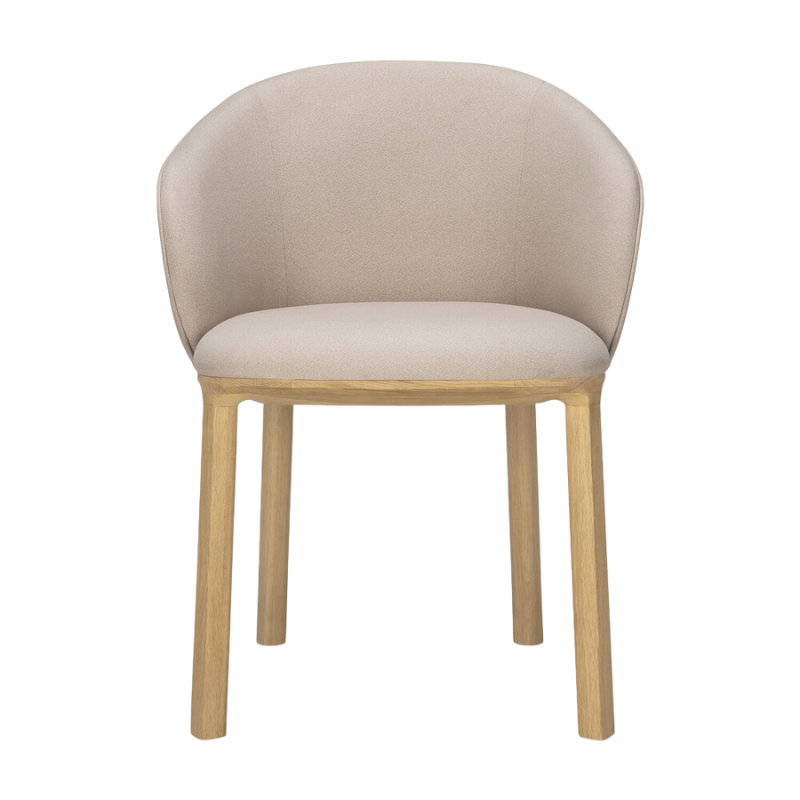 The Unda Dining Chair from Ethnicraft in salt from the front.