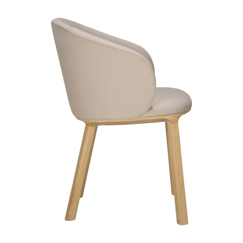 The Unda Dining Chair from Ethnicraft in salt from the side.