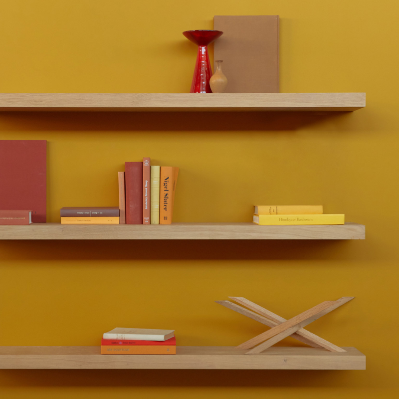 The Wall Shelf from Ethnicraft made with oak in a family area.