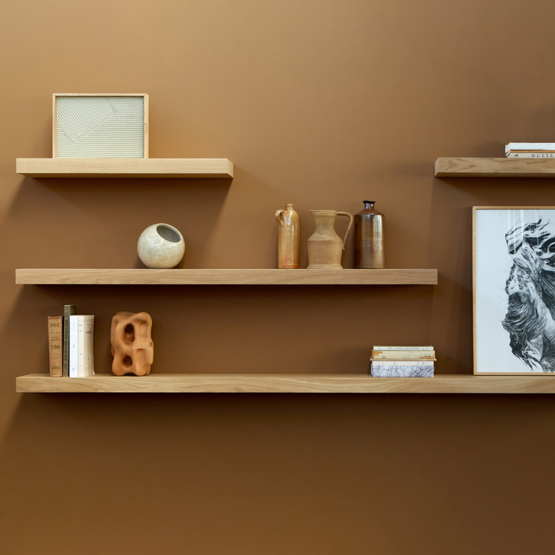 The Wall Shelf from Ethnicraft made with oak in a lounge.