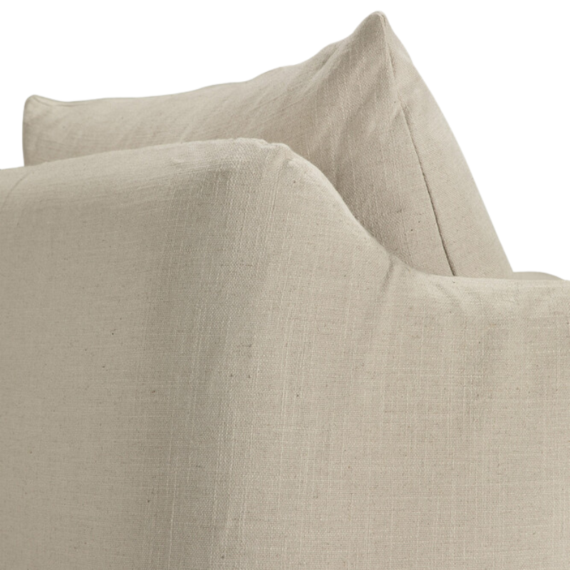 The bone Weave Lounge Chair by Ethnicraft with a close-up from the edge.