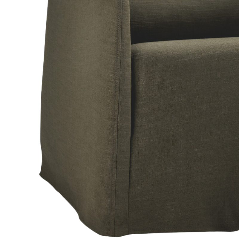 The Weave Lounge Chair by Ethnicraft in green from base close-up.
