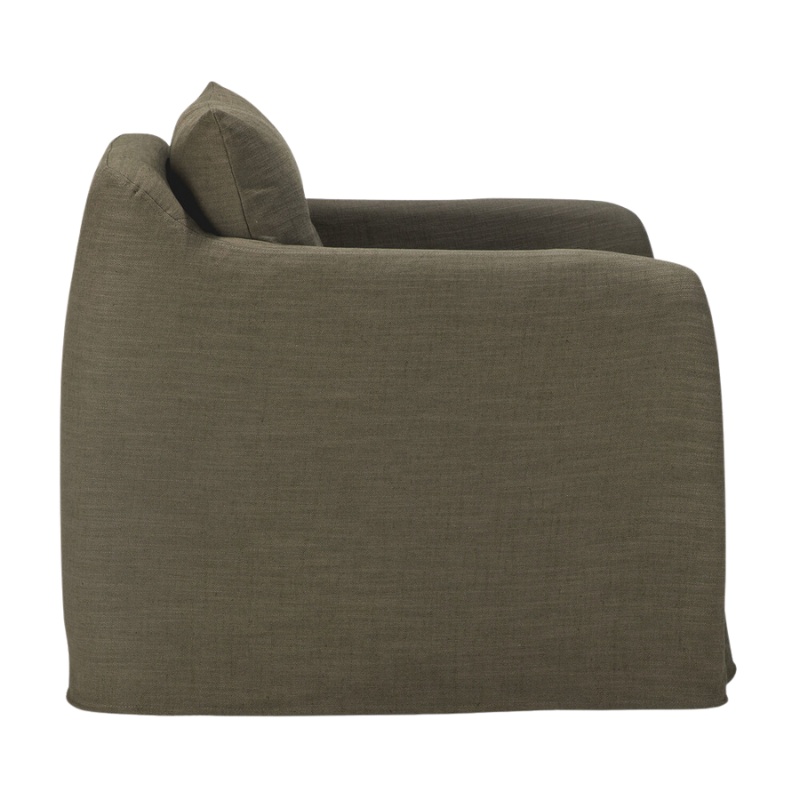 The Weave Lounge Chair by Ethnicraft in green from opposite side.