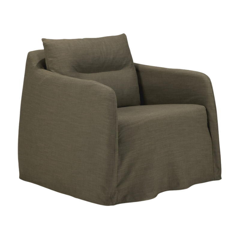 The Weave Lounge Chair by Ethnicraft in green from side angle.
