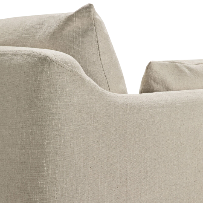 The bone Weave Sofa by Ethnicraft with the armrest close.up