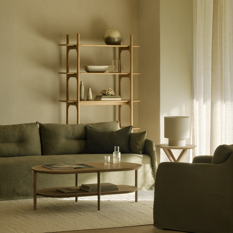 The Green Weave Sofa by Ethnicraft in a living room.