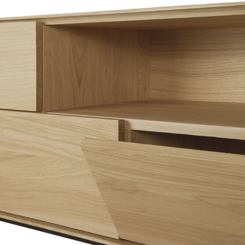 The Whitebird TV Cupboard from Ethnicraft flip-down door.