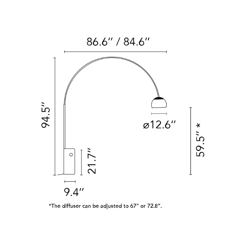 The Arco LED Floor Lamp from FLOS dimensions.