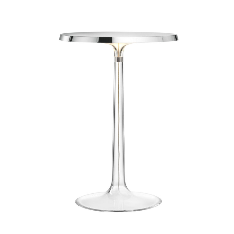 The Bon Jour Table Lamp from Flos in chrome with no crown.