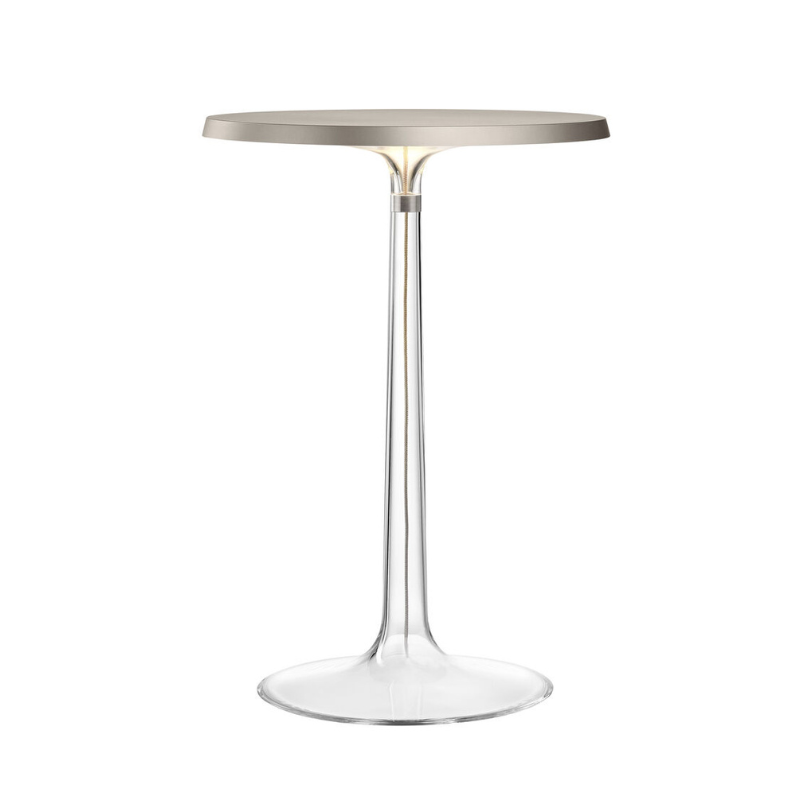 The Bon Jour Table Lamp from Flos in matte chrome with no crown.