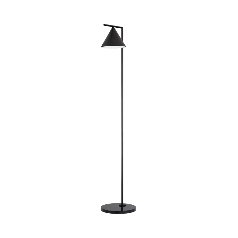 The Captain Flint Floor Lamp by Flos in black from a profile view.