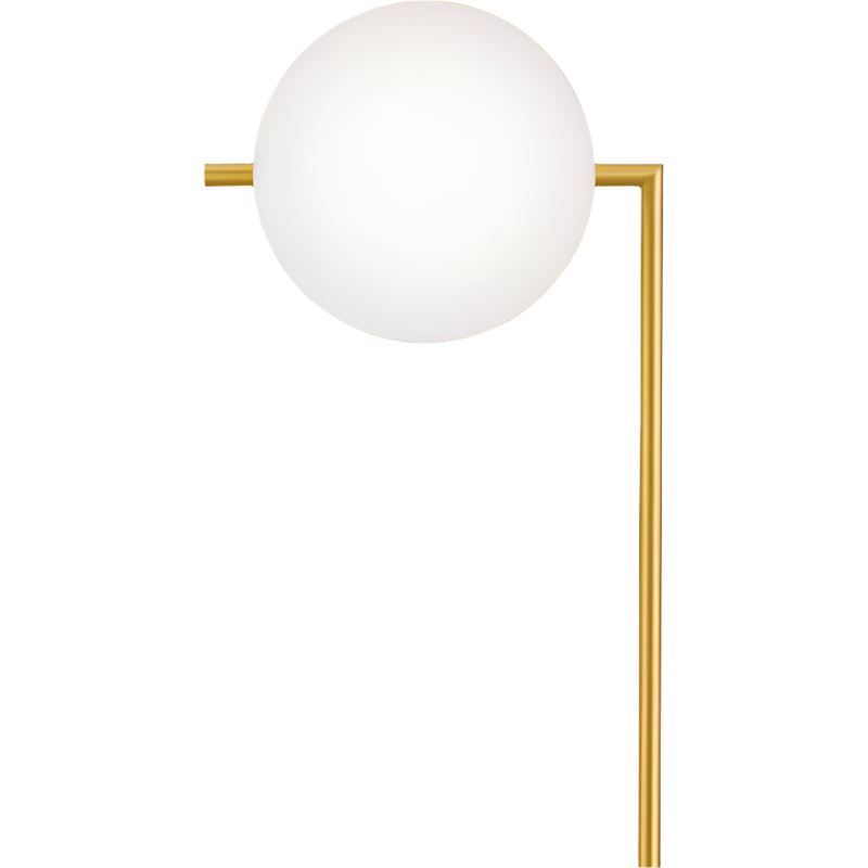 The Captain Fliny Floor Lamp in brass angled to the side showing the diffuser.