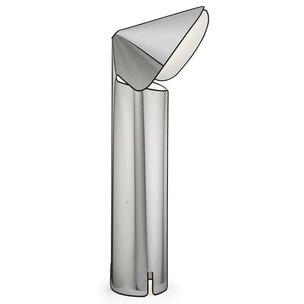 The Chiara Floor Lamp by Flos from a profile view.