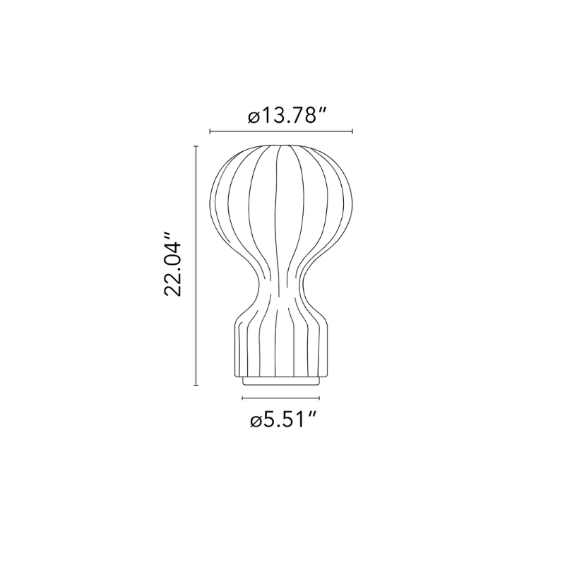 The large Gatto Table Lamp from FLOS dimensions.