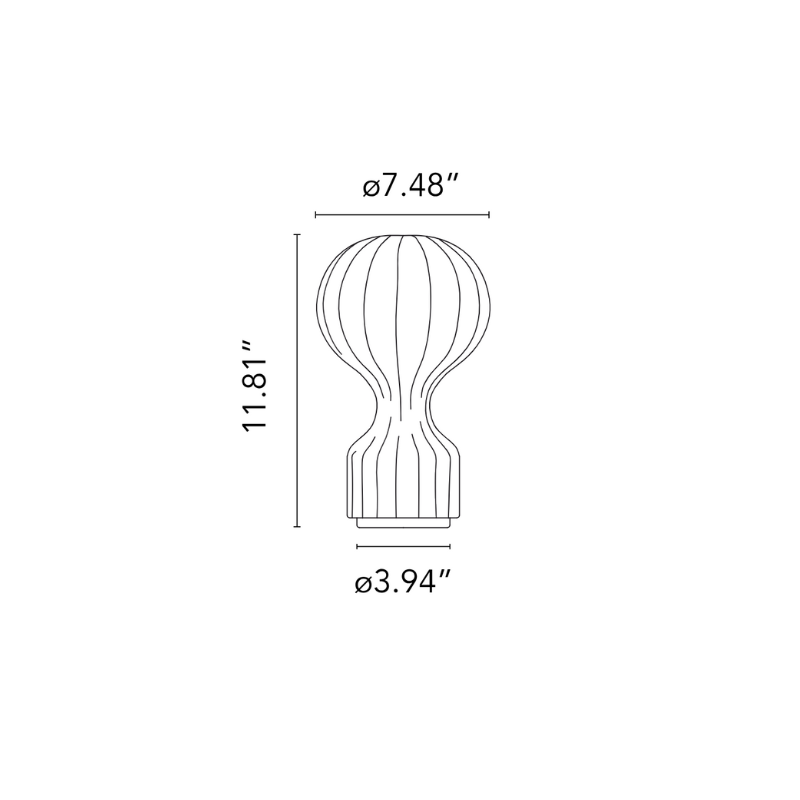 The small Gatto Table Lamp from FLOS dimensions.