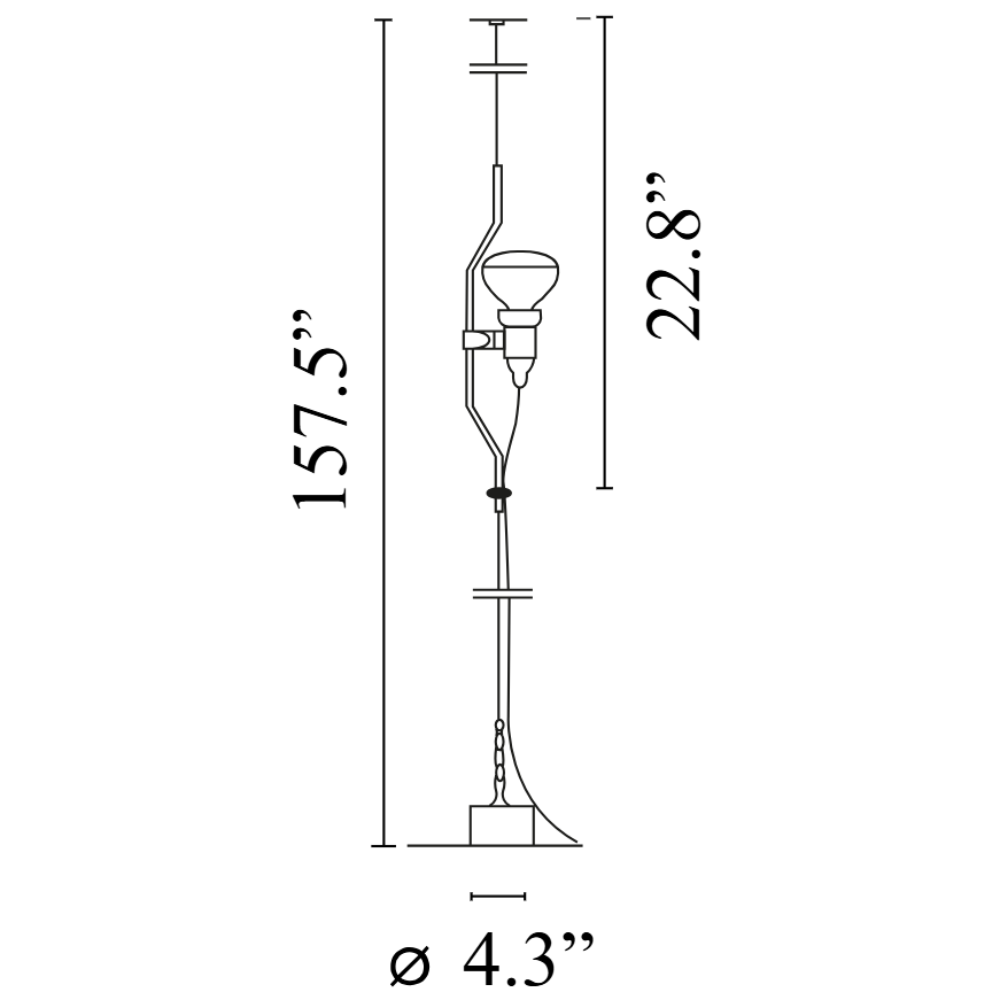 The dimensions of the Parentesi Lamp from Flos. all-groups