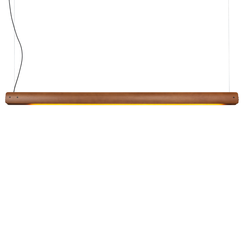 The Seki-Han Linear Pendant by FLOS with the bottom open and turned on.