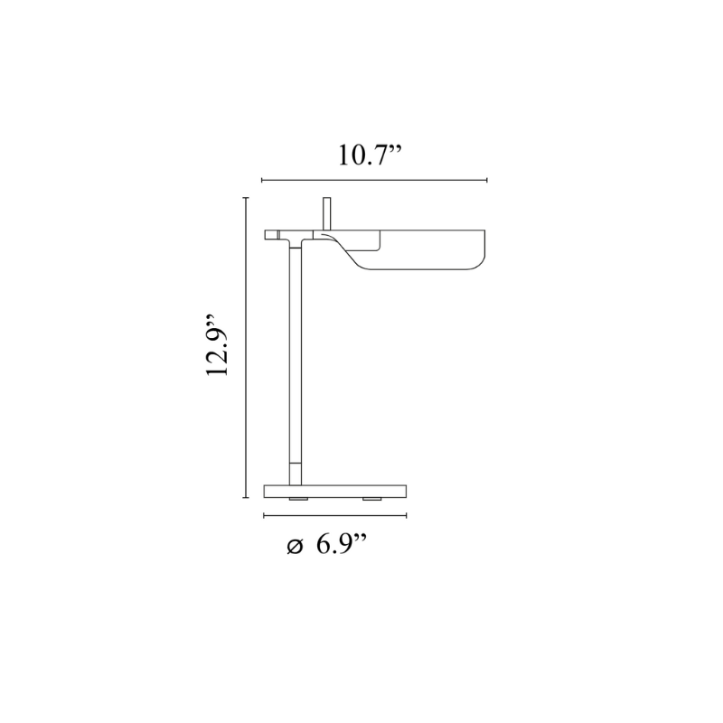 The Tab Table Lamp from FLOS dimensions. all-groups
