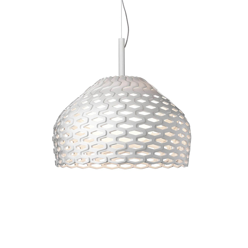 The Tatou S Pendant from Flos in white.