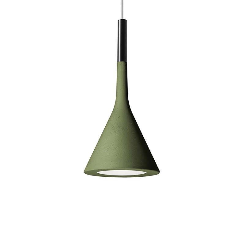 The Aplomb Pendant from Foscarini in olive green.