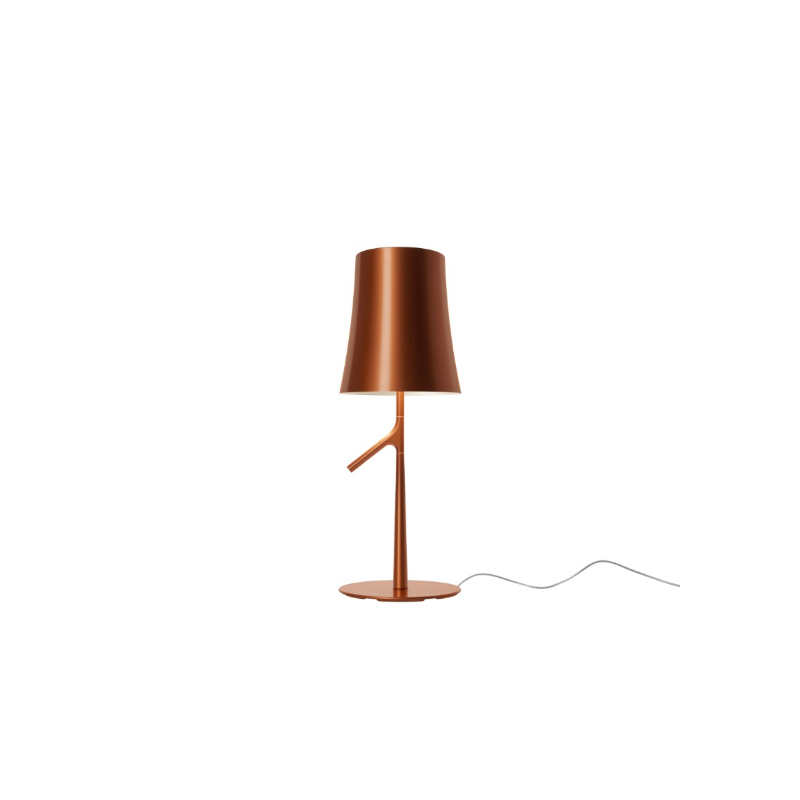 The small 19.3 inch Birdie Table Lamp from Foscarini in copper.
