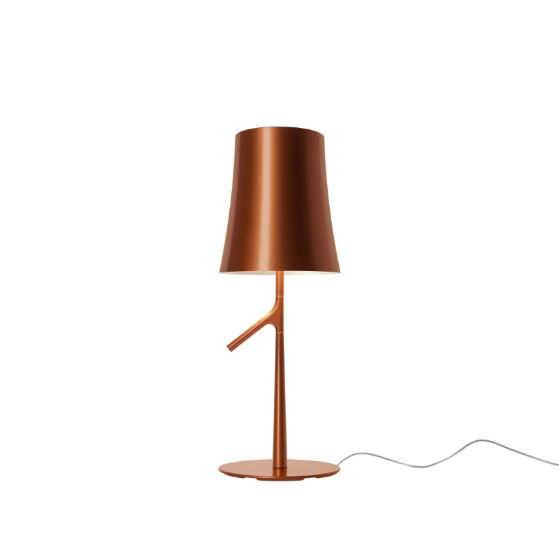 The large 27.5 inch Birdie Table Lamp from Foscarini in copper.