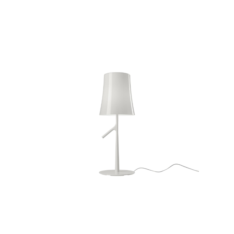 The small 19.3 inch Birdie Table Lamp from Foscarini in white.