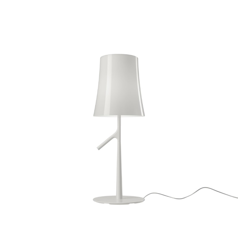 The large 27.5 inch Birdie Table Lamp from Foscarini in white.