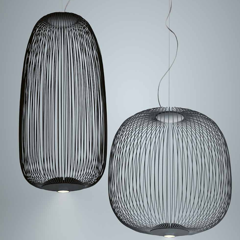 The Spokes 1 from Foscarini in black with another spoke pendant.
