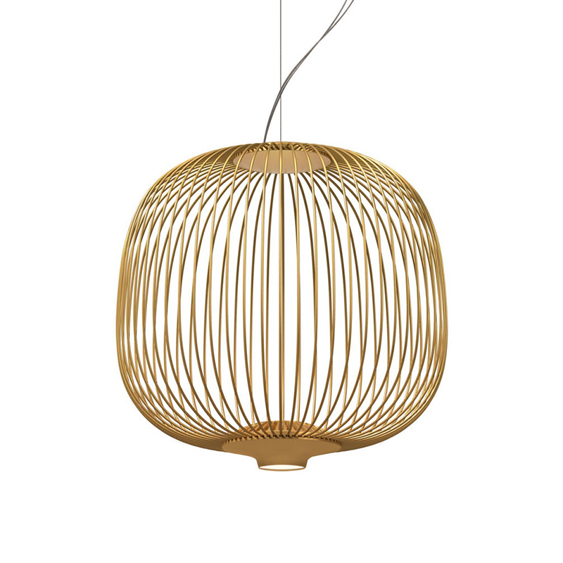 The Spokes 2 Pendant from Foscarini in large in matte gold.