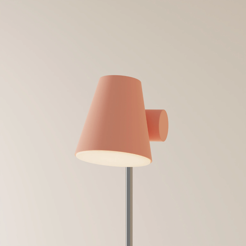 The blossom Aim Floor Light from Gantri with the chrome rod option.