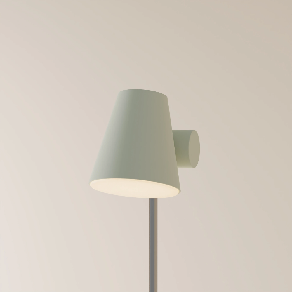 The meadow Aim Floor Light from Gantri with the chrome rod option.