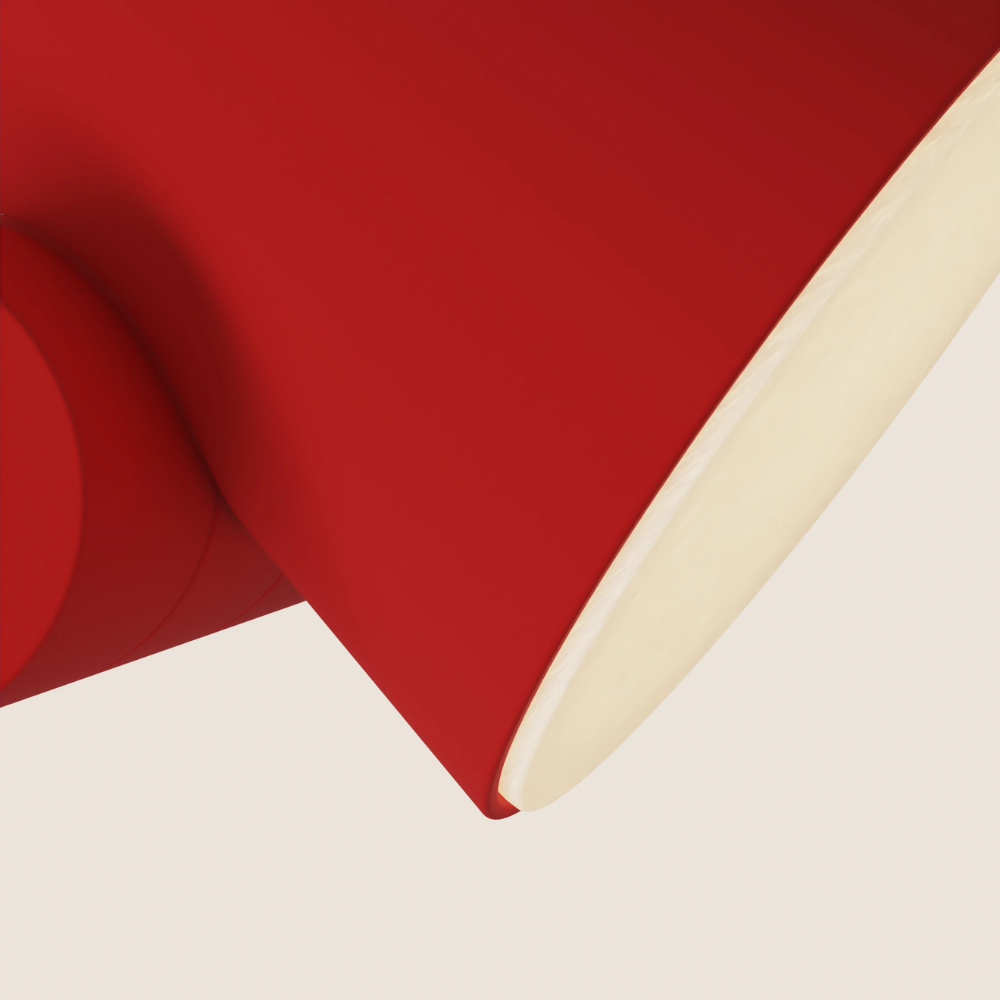 The poppy Aim Floor Light from Gantri close up.