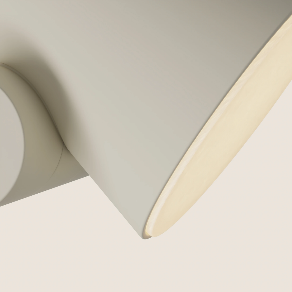 The sand Aim Floor Light from Gantri close up.