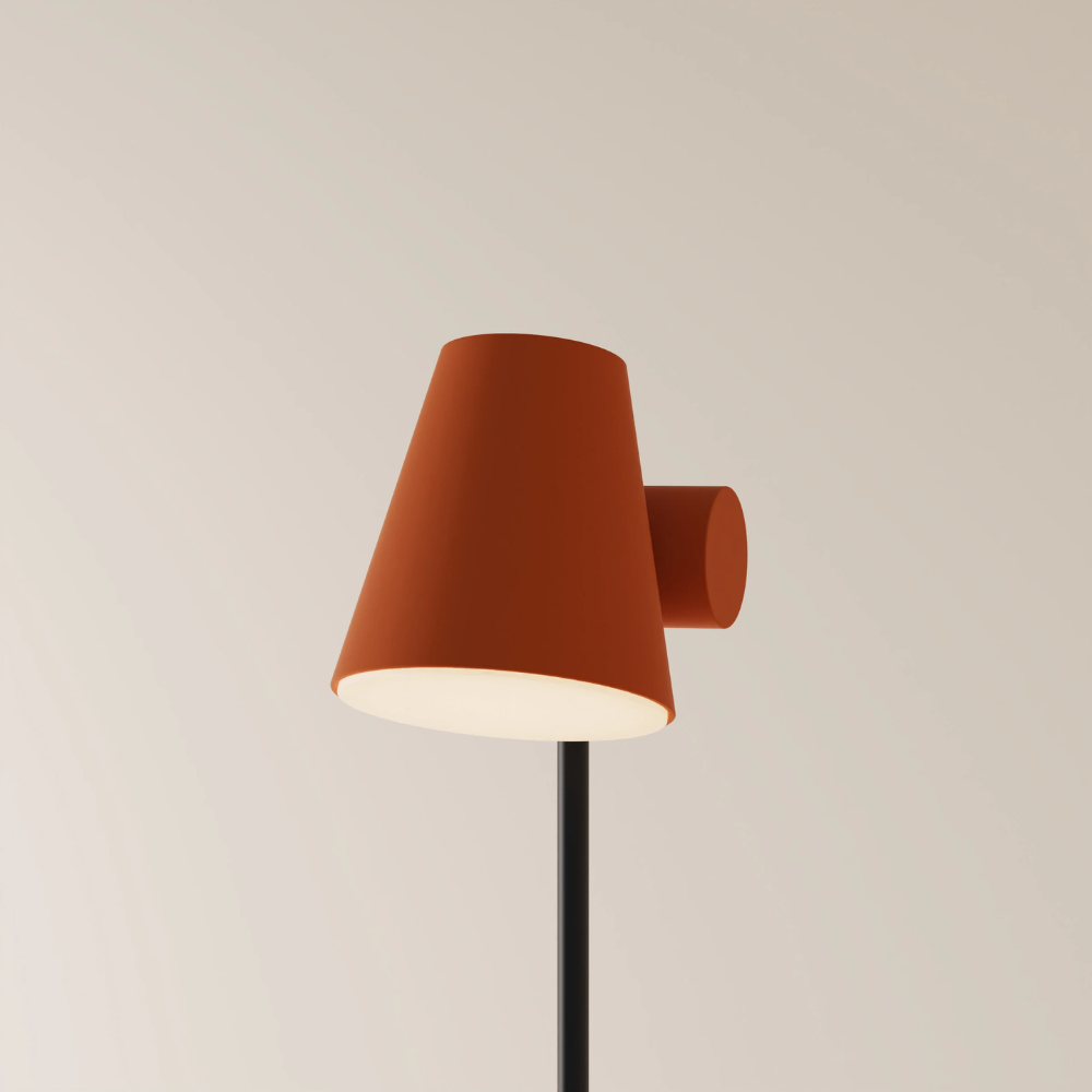 The sedona Aim Floor Light from Gantri with the black rod option.
