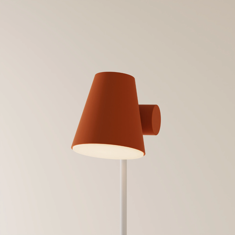 The sedona Aim Floor Light from Gantri with the white rod option.