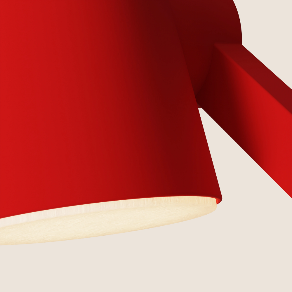 The poppy Aim Task Light from Gantri close up.