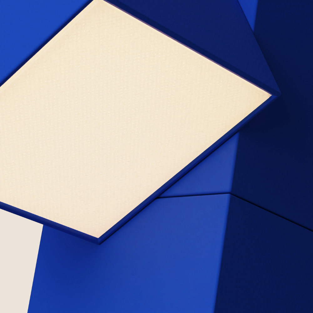 The cobalt Analog Task Light from Gantri close up.