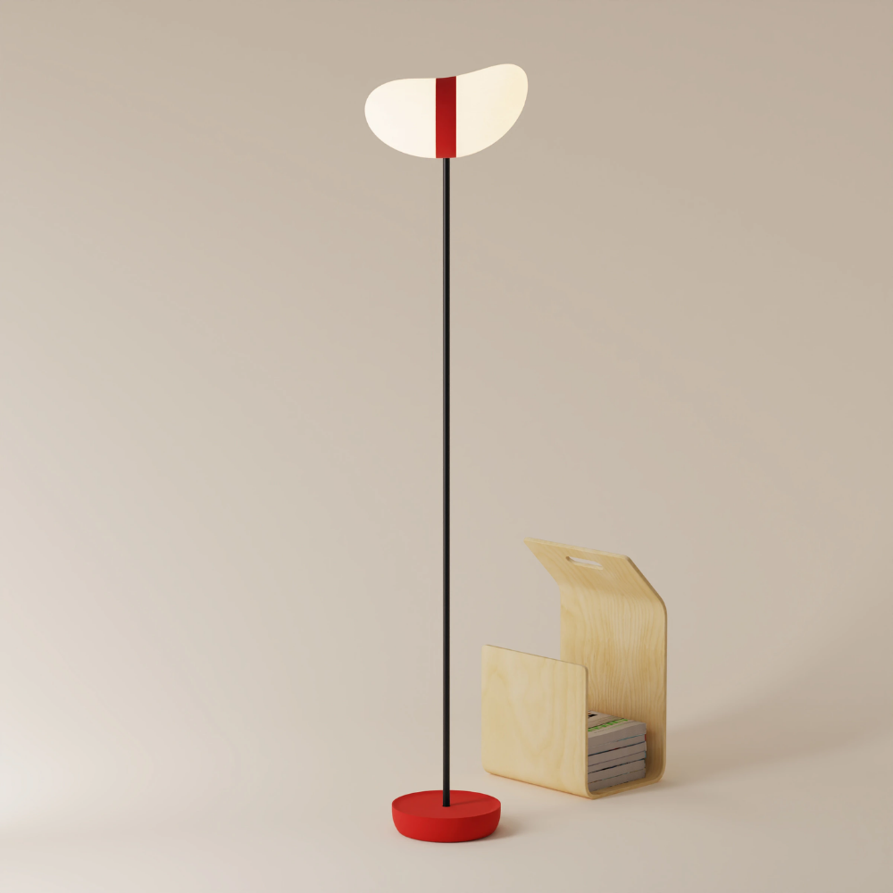 The canyon Baltra Floor Light from Gantri with the black rod option.