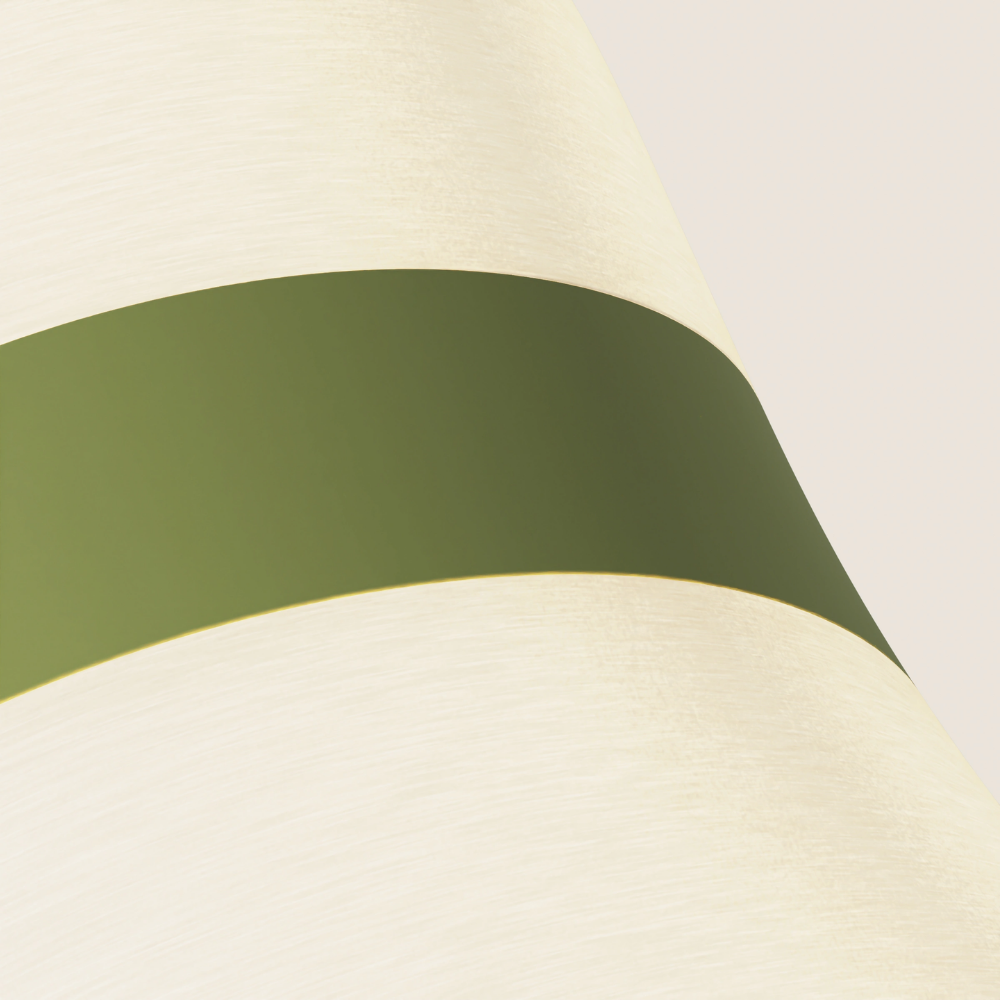 The olive Baltra Floor Light from Gantri close up.