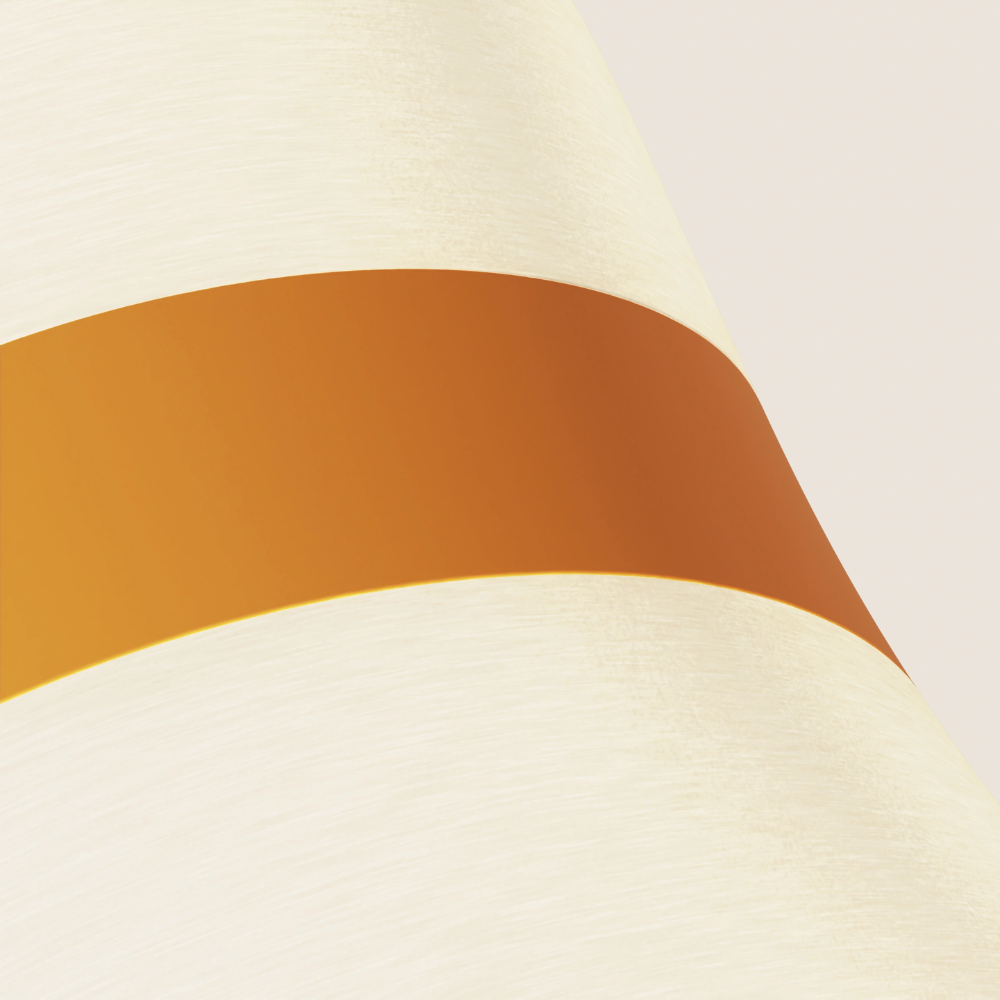 The persimmon Baltra Floor Light from Gantri close up.