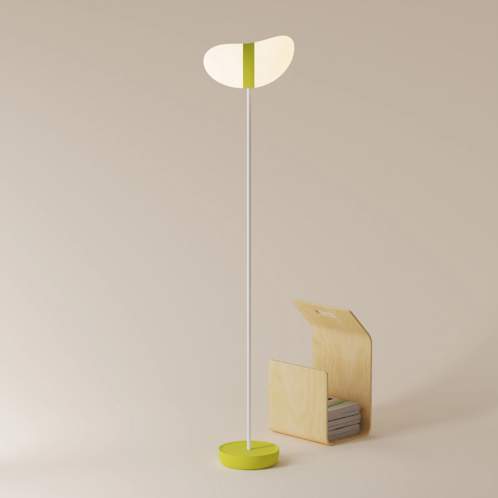 The sprout Baltra Floor Light from Gantri with the white rod option.