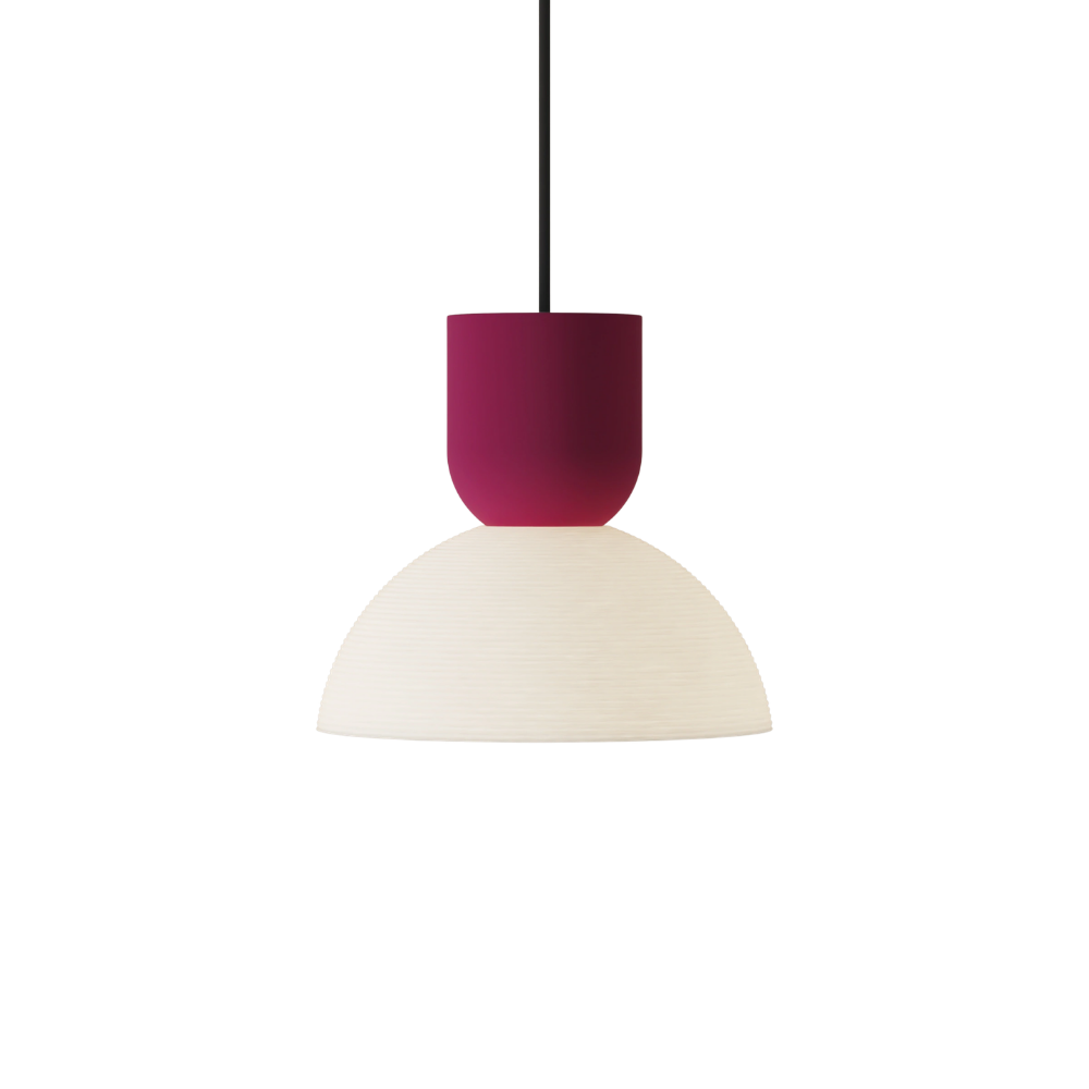 The hibiscus Buia Pendant Light from Gantri with the black cord.