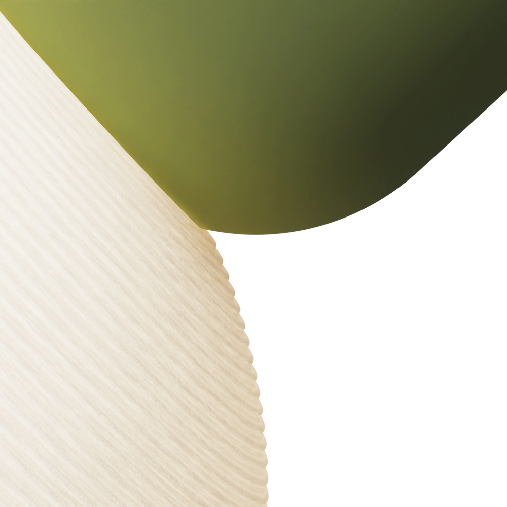 The olive Buia Pendant Light from Gantri close up.