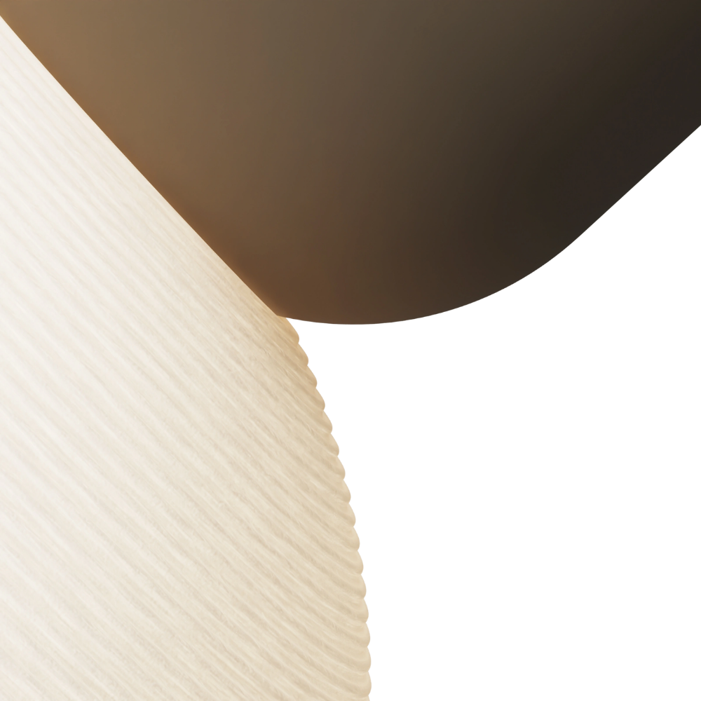 The walnut Buia Pendant Light from Gantri close up.