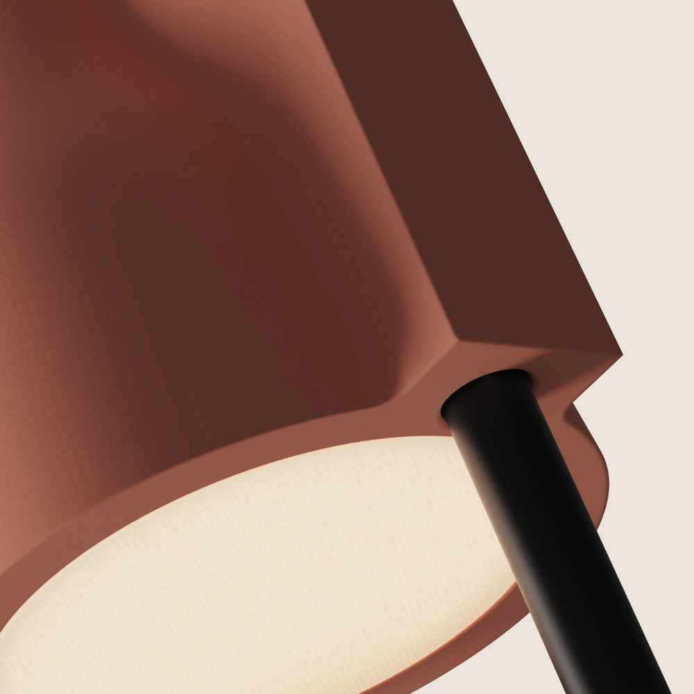 The blossom Carve Floor Light from Gantri with the black rod option close up.