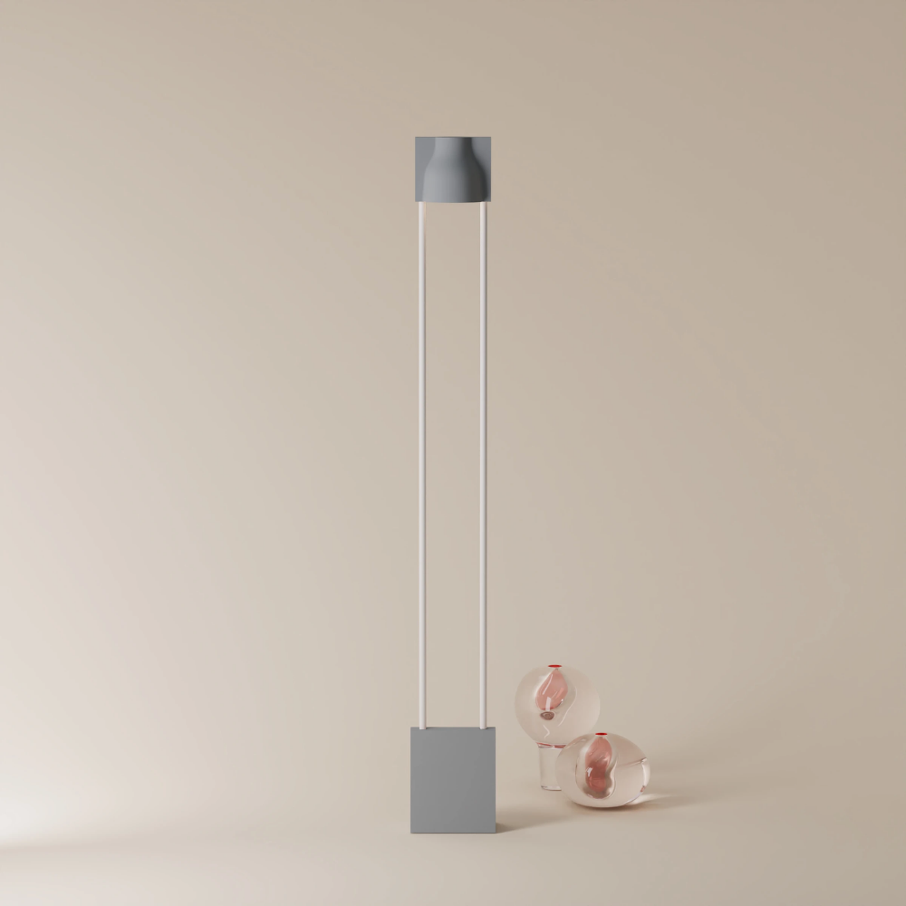 The fog Carve Floor Light from Gantri with the white rod option.