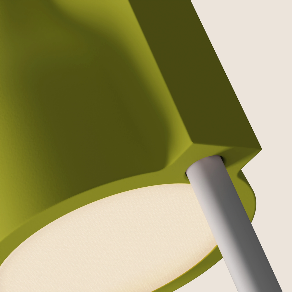 The sprout Carve Floor Light from Gantri with the white rod option close up.